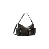 Image 2 : Sac Desigual femme marron aux détails florales, silhouette architecturale avec poches latérales — delvale