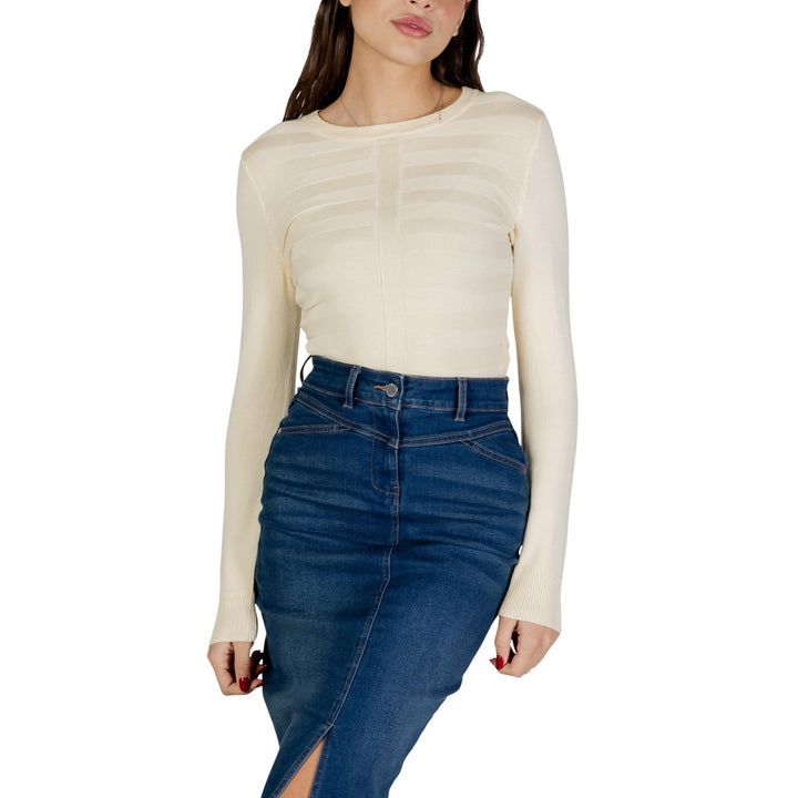 Image 1 : Pull Morgan De Toi femme jaune col rond manches longues vue de face — delvale