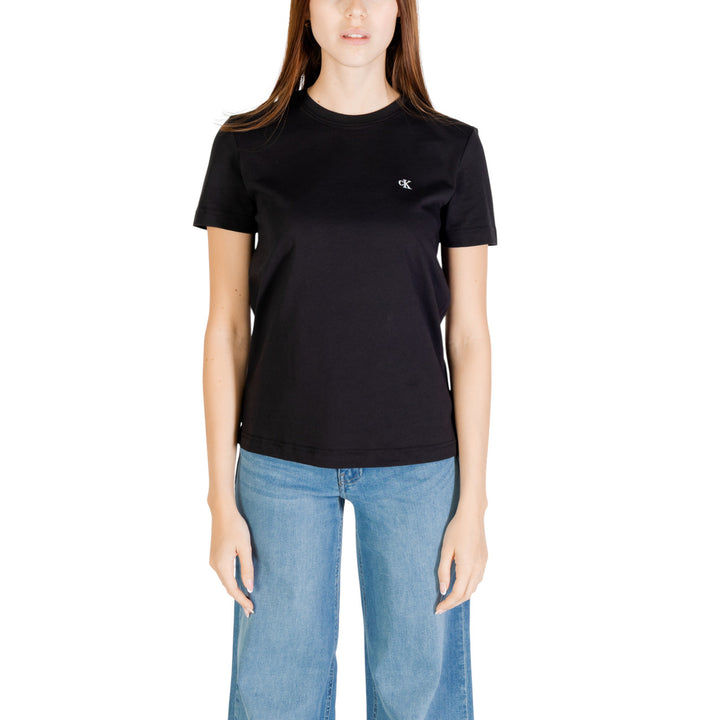 Image 1 : T-shirt Calvin Klein Jeans femme noir col rond manches courtes — Delvale