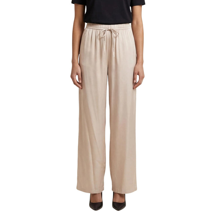 Image 1 : Pantalon Only femme beige avec lacets, coupe moderne décontractée — Delvale