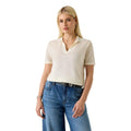 Guess T-shirt femme beige col polo manches courtes