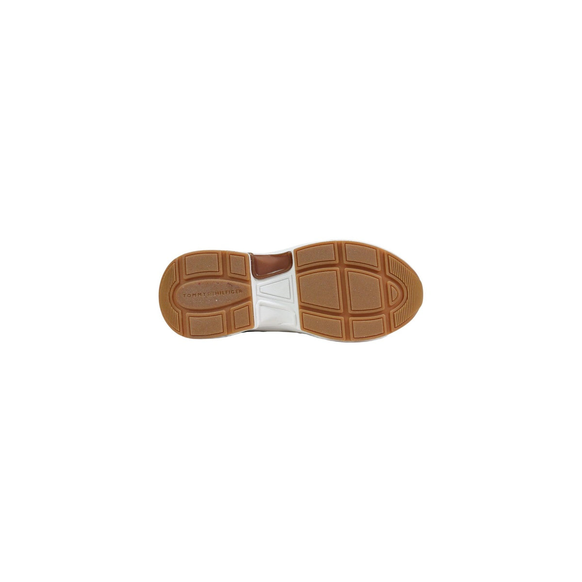 Image 5 : Vue arrière des baskets femme Tommy Hilfiger avec contre-fort doré métallisé et boucle de tirage sur le talon — Delvale