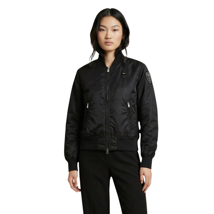 Image 1 : Veste Blauer femme noire avec fermeture éclair et manches longues, vue de face — delvale
