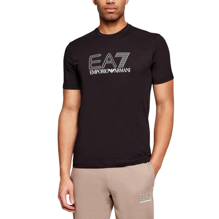 Image 1 : T-shirt Ea7 homme noir col rond manches courtes en coton — Delvale