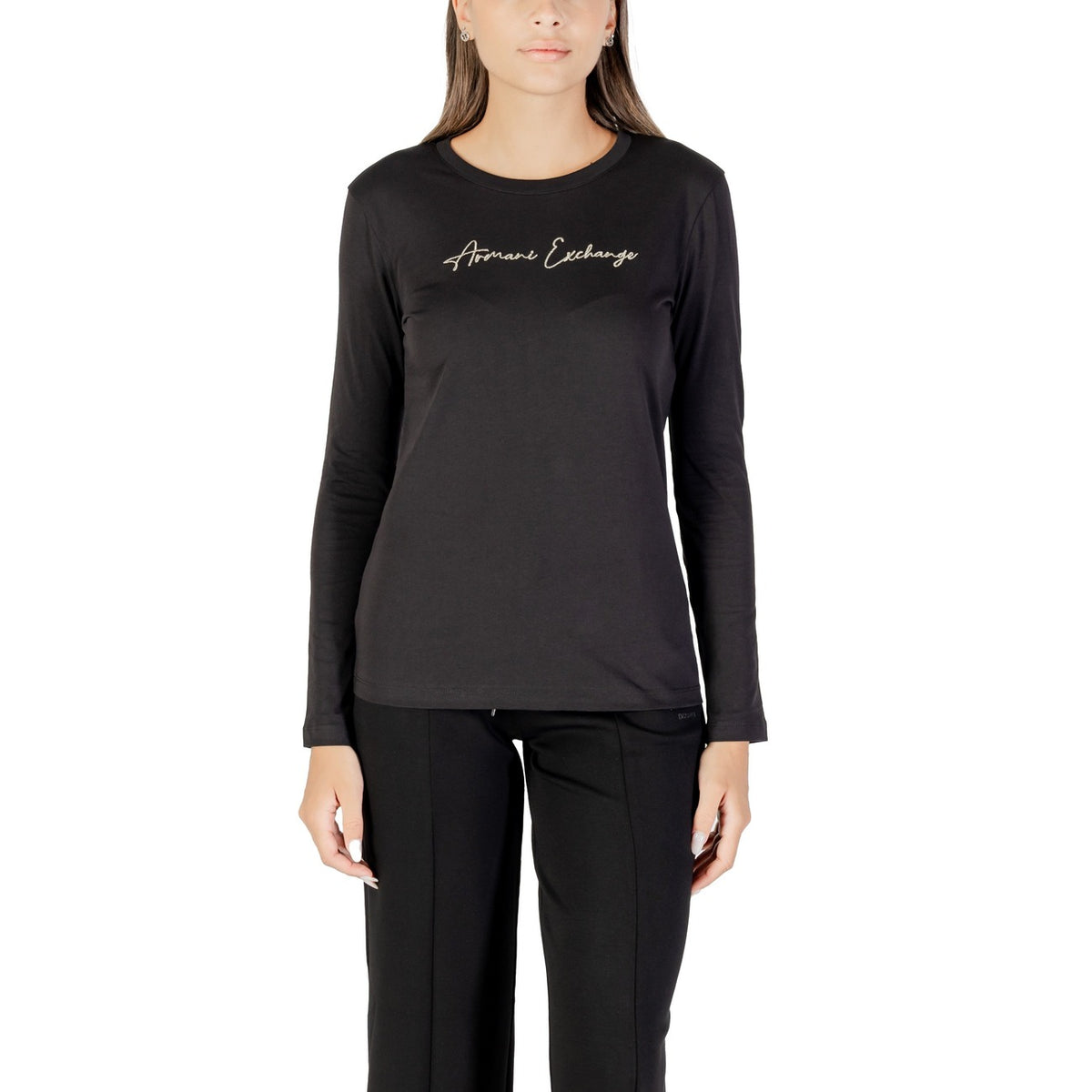 Image 4 : T-shirt femme blanc Armani Exchange manches longues coton premium styling — delvale