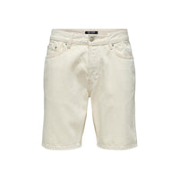 Image 3 : Détail du bermuda denim Only & Sons avec fermeture zip et bouton, poches frontales visibles — Delvale