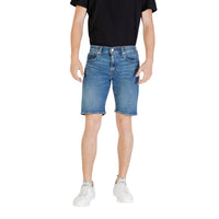 Levi's Short Jeans Homme Bleu Moyen Délavé Ourlet Brut Coupe Droite Vue de Face — Delvale
