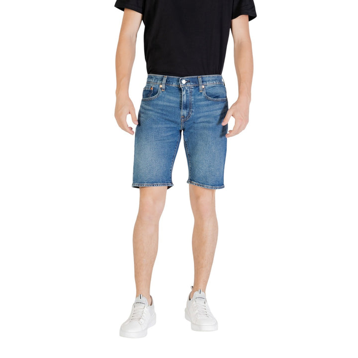 Levi's Short Jeans Homme Bleu Moyen Délavé Ourlet Brut Coupe Droite Vue de Face — Delvale