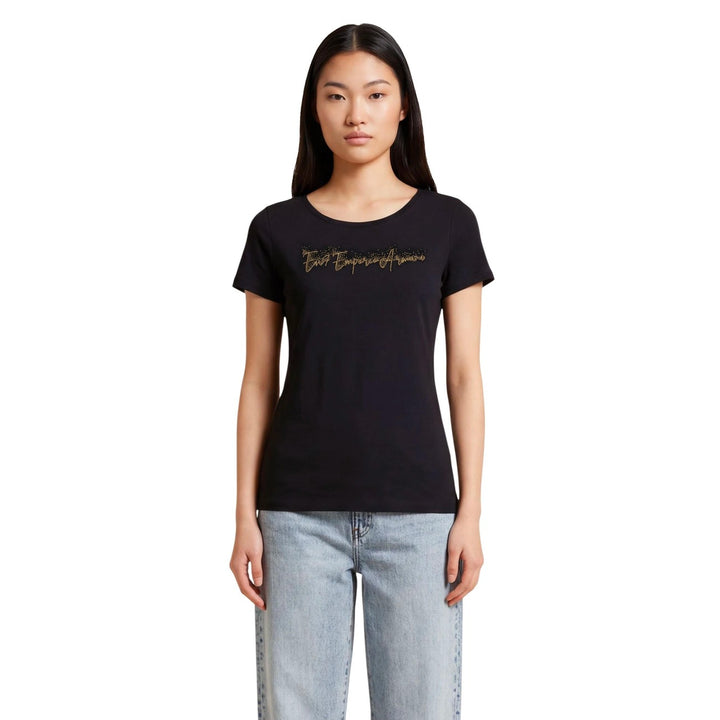 Image 1 : T-shirt Ea7 femme noir imprimé manches courtes coupe ajustée — delvale