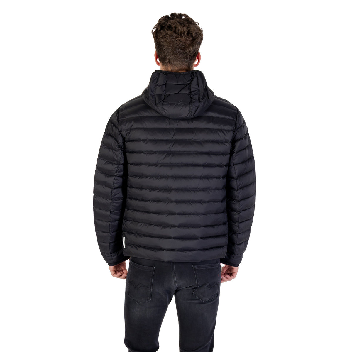 Armani Exchange doudoune homme noir vue de dos capuche col montant — Delvale
