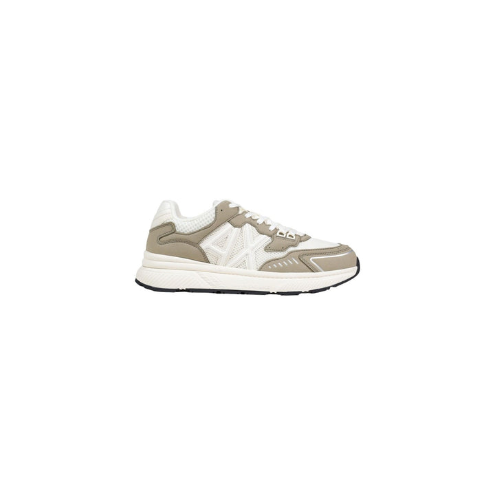 Image 1 : Baskets Armani Exchange homme beige et blanc en tissu technique, vue de profil — Delvale