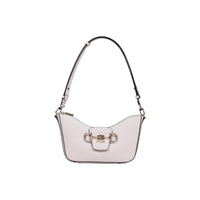 Image 1 : Sac à main Guess femme baguette blanc cassé avec fermeture twist cadenas doré et bandoulière réglable, vue de face — Delvale