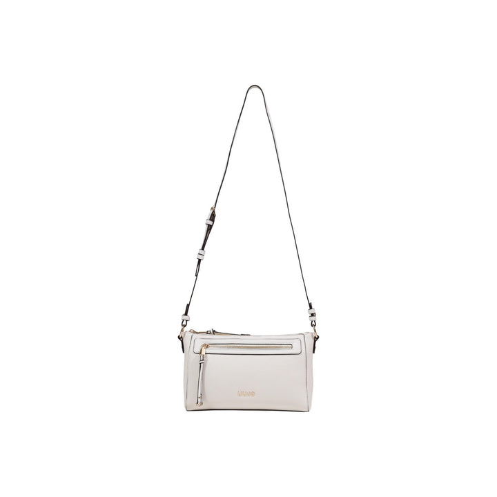 Image 1 : Sac bandoulière Liu Jo femme écru à fermeture éclair dorée, vue de face avec bretelle longue réglable — Delvale