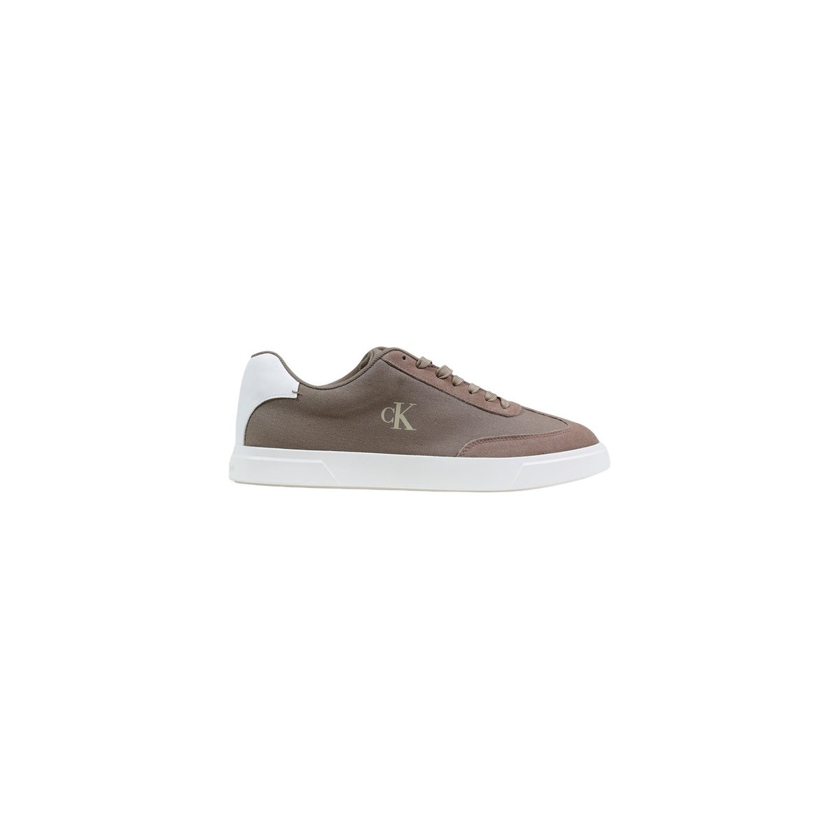 Image 1 : Baskets Calvin Klein homme beige avec lacets, design minimal et tige coton organique — Delvale