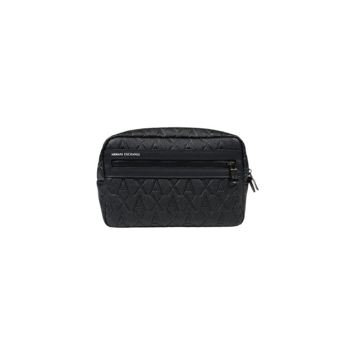 Image 1 : Pochette Armani Exchange femme noire monochrome avec poches zippées, design compact urbain — Delvale