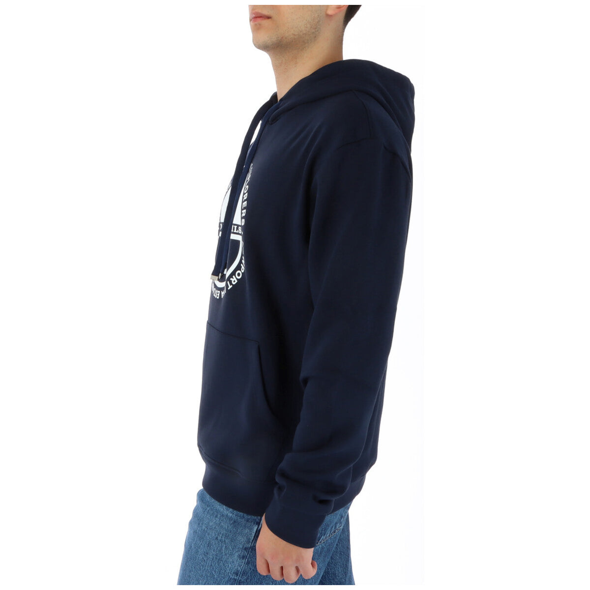 Sweat capuche homme bleu marine North Sails coupe droite logo nautique profil — Delvale