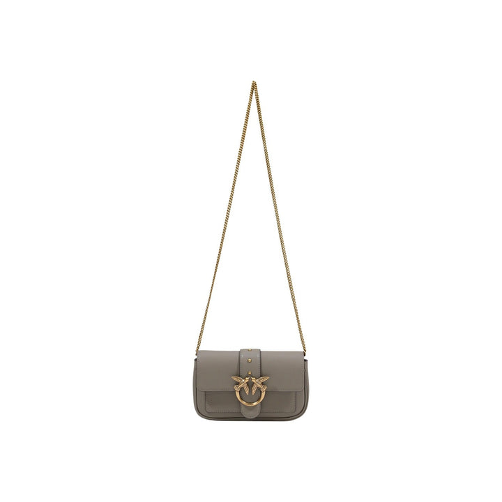 Image 1 : Sac bandoulière Pinko femme en cuir gris avec fermeture crochet — Delvale
