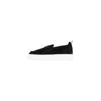 Vue latérale du mocassin Antony Morato Rowan homme en daim beige avec semelle blanche plateforme