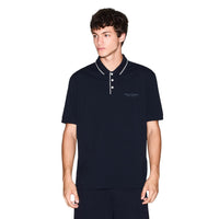 Image 4 : Polo Armani Exchange homme bleu marine variante coloris vue de face — Delvale