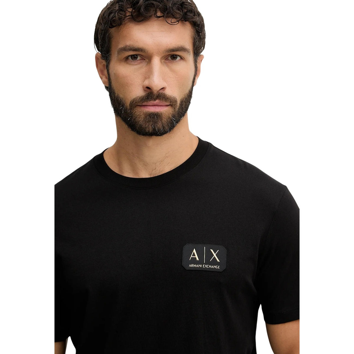 Image 3 : Vue de profil du t-shirt homme Armani Exchange en coton noir — Delvale