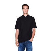 Polo Armani Exchange homme noir vue portée de dos — tombé coton finitions soignées