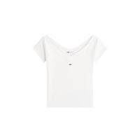 Image 2 : Détail encolure bateau du top beige Tommy Hilfiger Jeans pour femme — Delvale