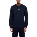 EA7 Emporio Armani Sweat Col Rond Homme Bleu Marine Logo Centré Blanc