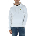 Lyle & Scott Sweat Capuche Homme Blanc Aigle Brodé Or