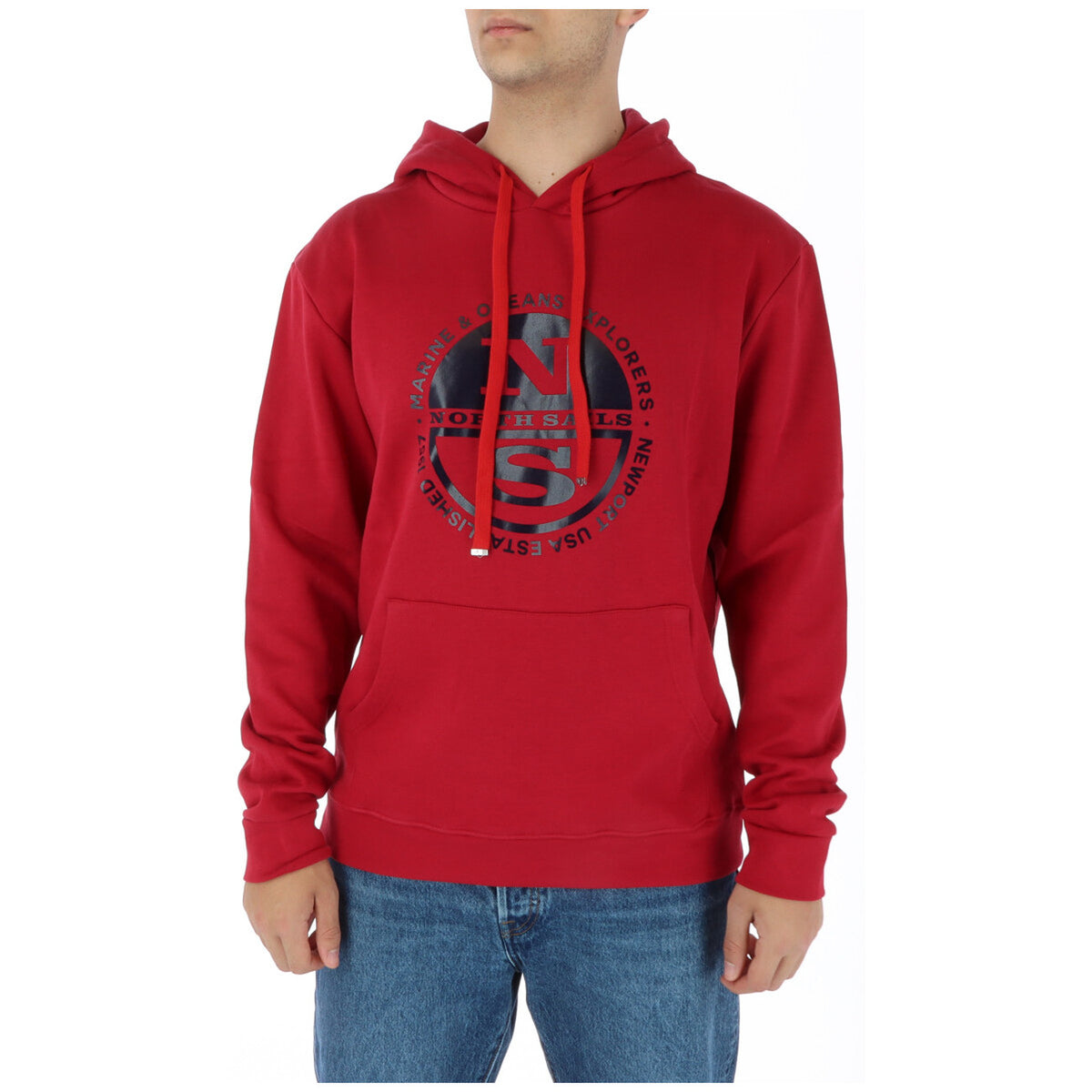 Sweat capuche homme rouge North Sails logo cercle NS Marine Oceans Explorers — Delvale