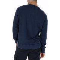 Image 2 : Détail du logo tonal Superdry en flocage bleu sur sweatshirt col rond bleu marine homme — Delvale