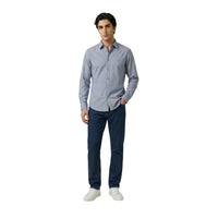look complet face bleu :
Chemise Armani Exchange homme bleu chambray, col classique, fermeture boutons, silhouette complète vue de face — Delvale