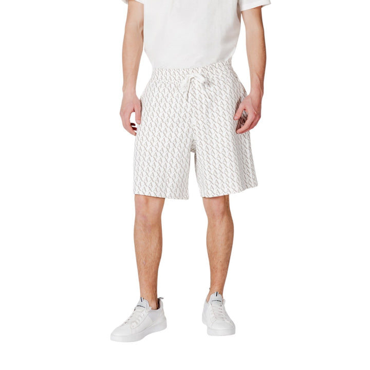 Bermuda Armani Exchange homme blanc coton lacets poches frontales – vue de face