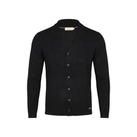 Image 2 : Cardigan homme noir Gianni Lupo col V, détail fermeture boutons — delvale