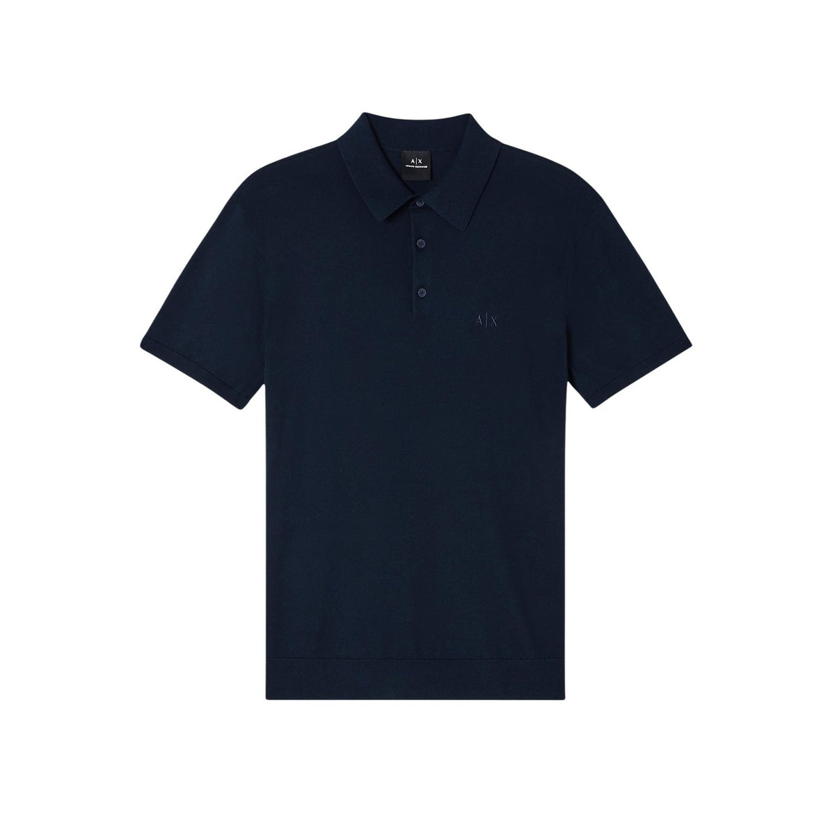 Polo Armani Exchange homme bleu marine coton col boutonné manches courtes – vue de face