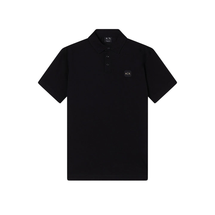 Polo Armani Exchange homme noir micro-logo brodé à plat — col boutons coton Ref. XM002232