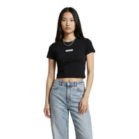 Image 1 : T-shirt noir Calvin Klein Jeans femme col rond manches courtes — delvale