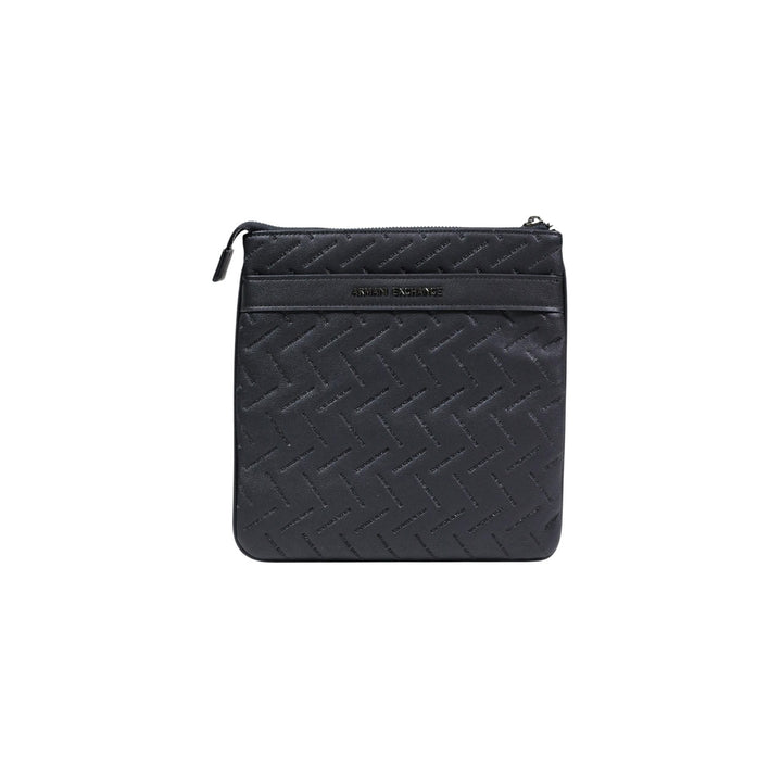 Image 1 : Sacoche Armani Exchange homme noire avec motif chevron gaufré en relief et fermeture zip — Delvale