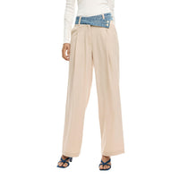 Image 1 : Pantalon femme Desigual beige en viscose polyester avec fermeture zip — delvale