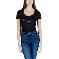 Image 1 : T-shirt Guess femme noir à imprimé original, manches courtes et col rond — delvale