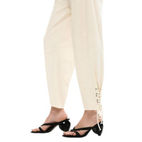 Image 3 : Vue complète pantalon Desigual femme beige coton style décontracté — delvale
