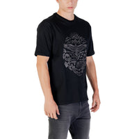 Image 3 : Détail imprimé graphique t-shirt homme Gianni Lupo noir — delvale