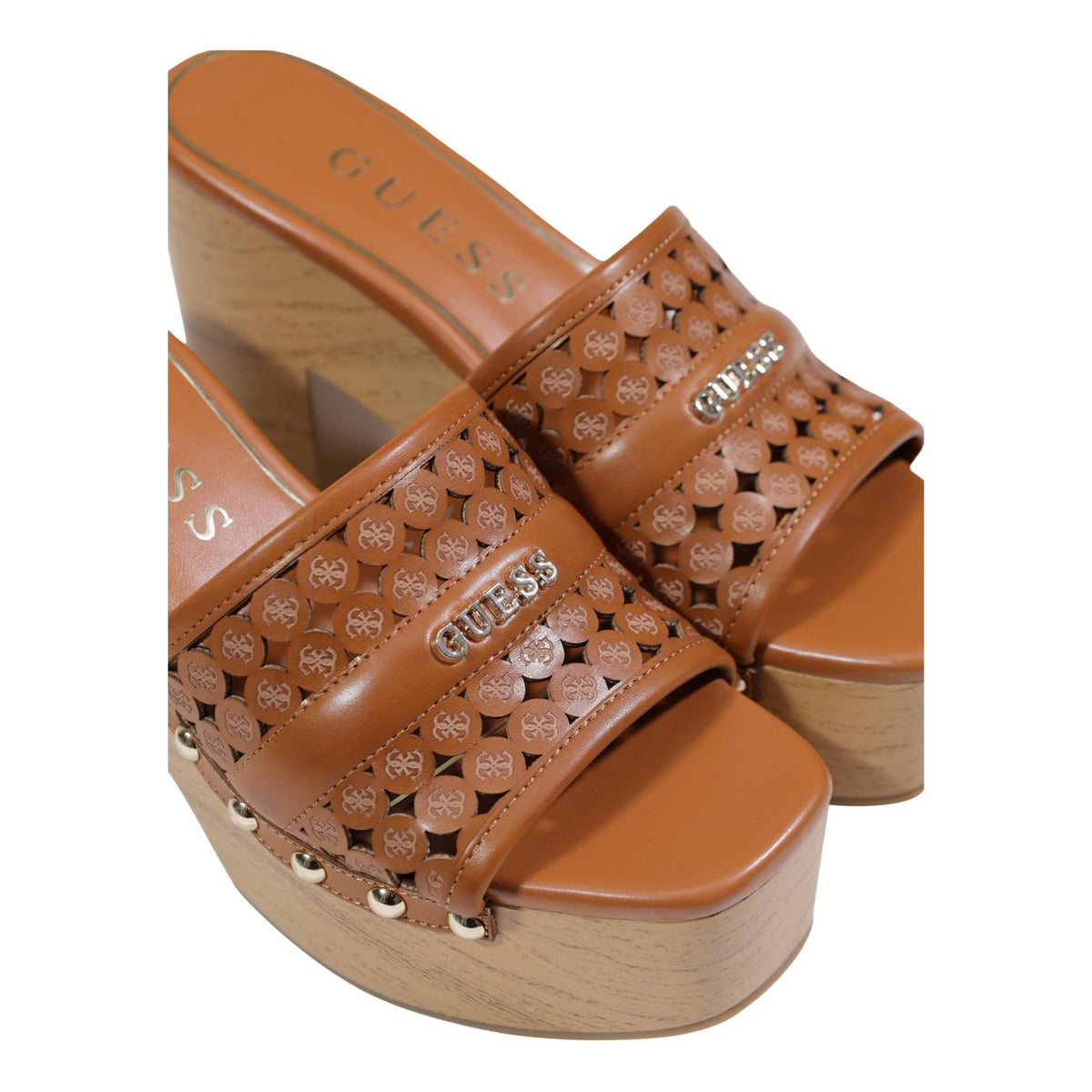 Image 2 : Sandales Guess femme marron à plateforme design moderne vue profil — delvale