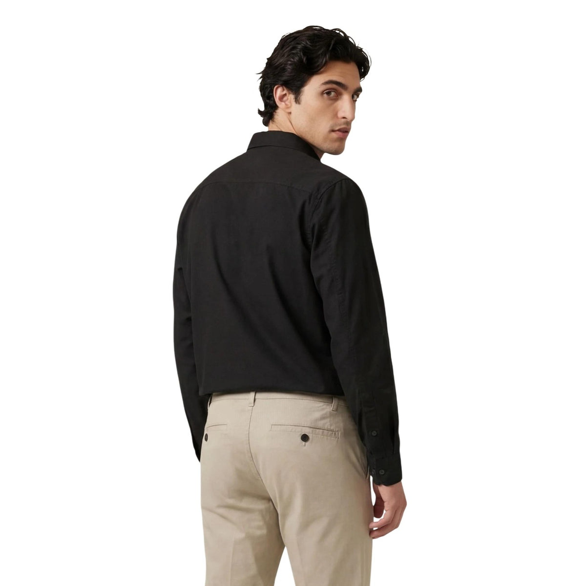 Image 2 : Détail col classique et boutons chemise Calvin Klein Jeans noire homme — Delvale