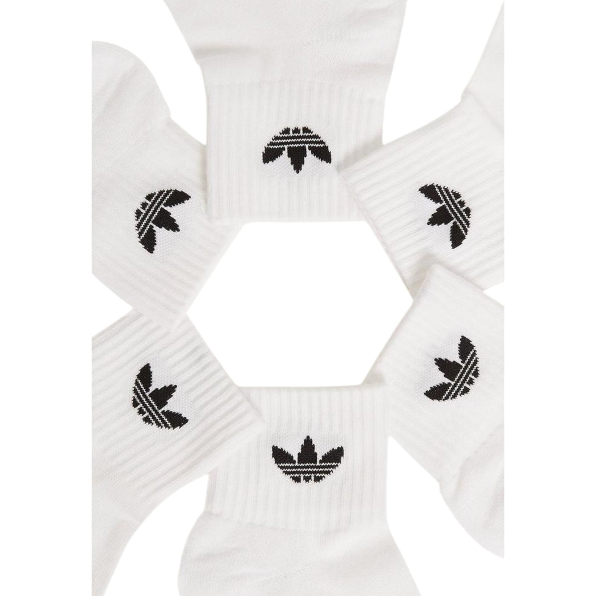 Image 3 : Pack de 6 chaussettes Adidas Originals coloris blanc, présentation produit complète sur fond blanc — Delvale