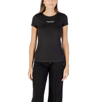 Image 1 : T-shirt Armani Exchange femme noir avec impression moderne, col rond et manches courtes — delvale