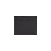Image 2 : Portefeuille compact Tommy Hilfiger cuir noir, détail du rabat et des coutures — Delvale