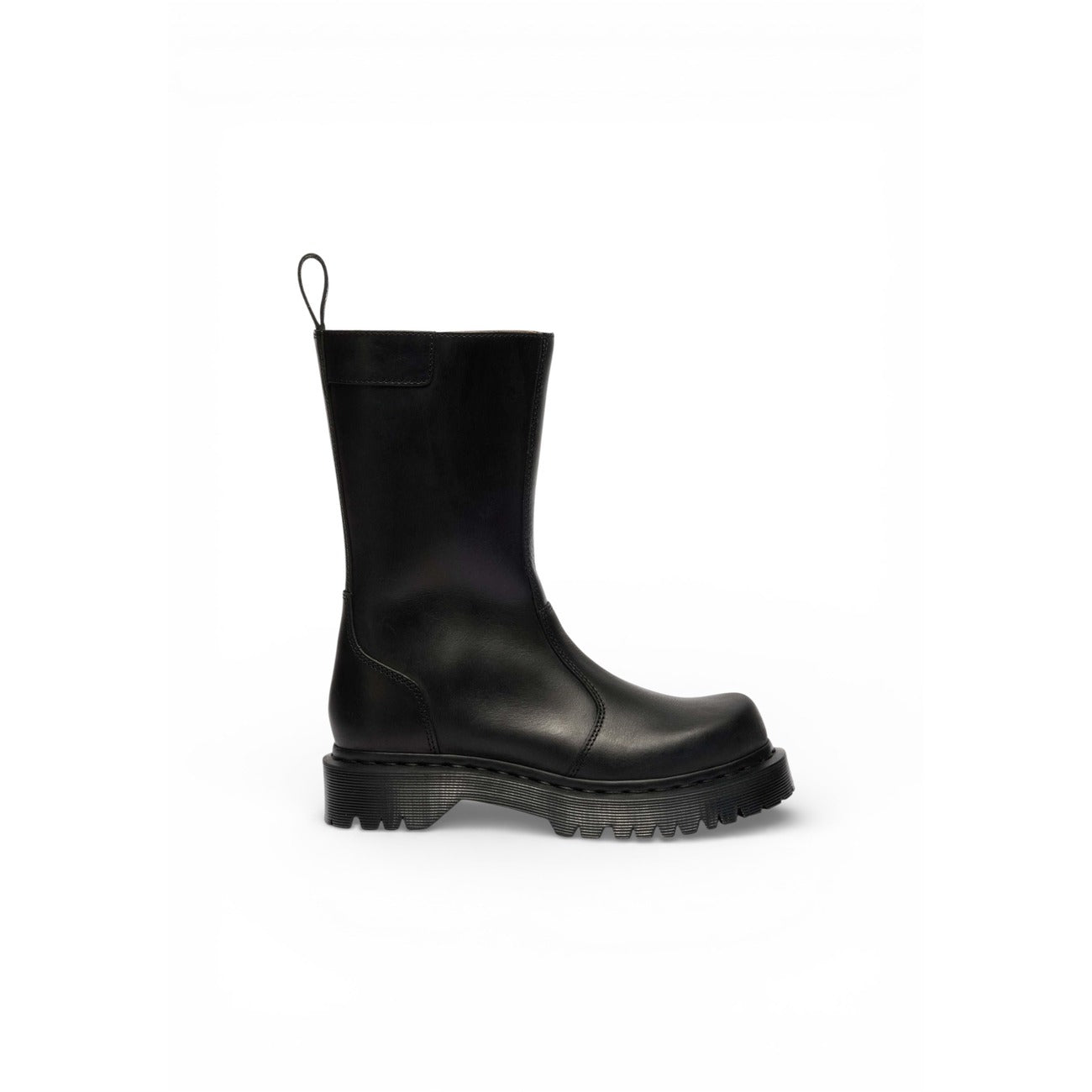 Dr. Martens Rejena Mid Boot noire femme vue de profil, botte mi-haute zippée en cuir
