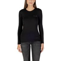 Image 4 : T-shirt blanc Armani Exchange femme avec manches longues et détails strass, vue d'ensemble — delvale