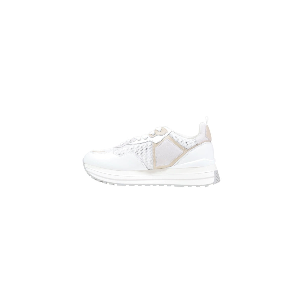Image 3 : Vue latérale sneakers Liu Jo Maxi Wonder femme, inscription Maxi Wonderful sur semelle blanche et lacets blancs — Delvale