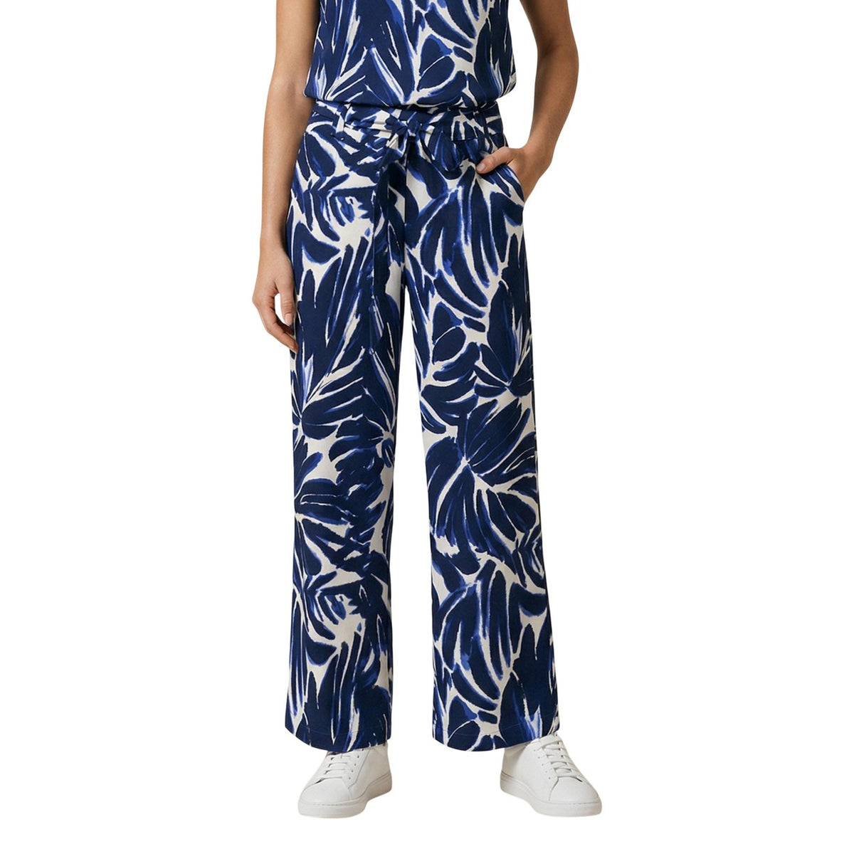 Only Pantalon Femme Imprimé Léopard Wide Leg Ceinture Nœud